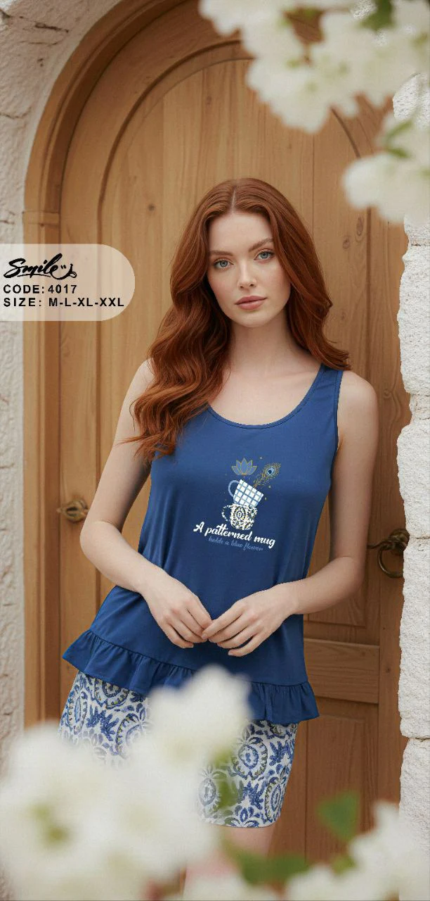 Summer women pajama smile 4017 - Image 2