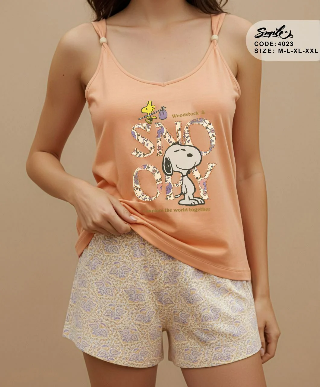 Summer women pajama smile 4023 - Image 2
