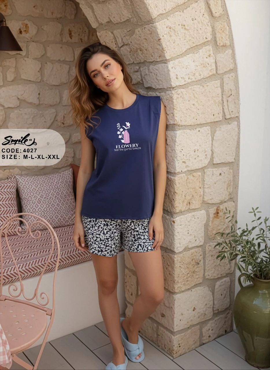 Summer women pajama smile 4027 - Image 3