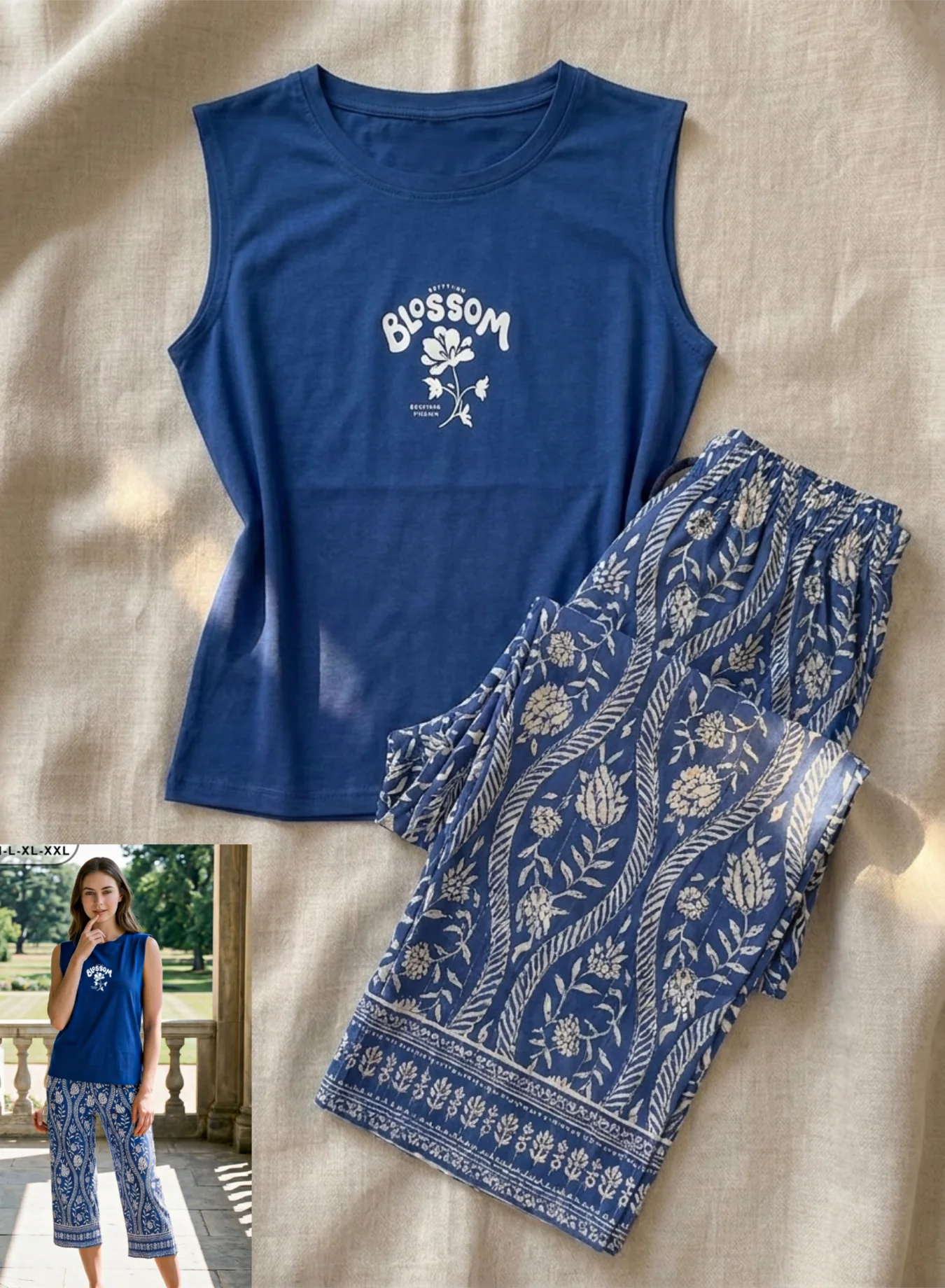 Summer women pajama smile 5036