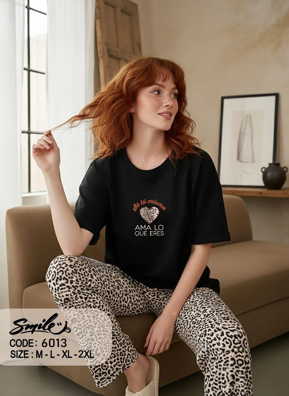 Summer women pajama smile pant 6013-9013 - Image 2