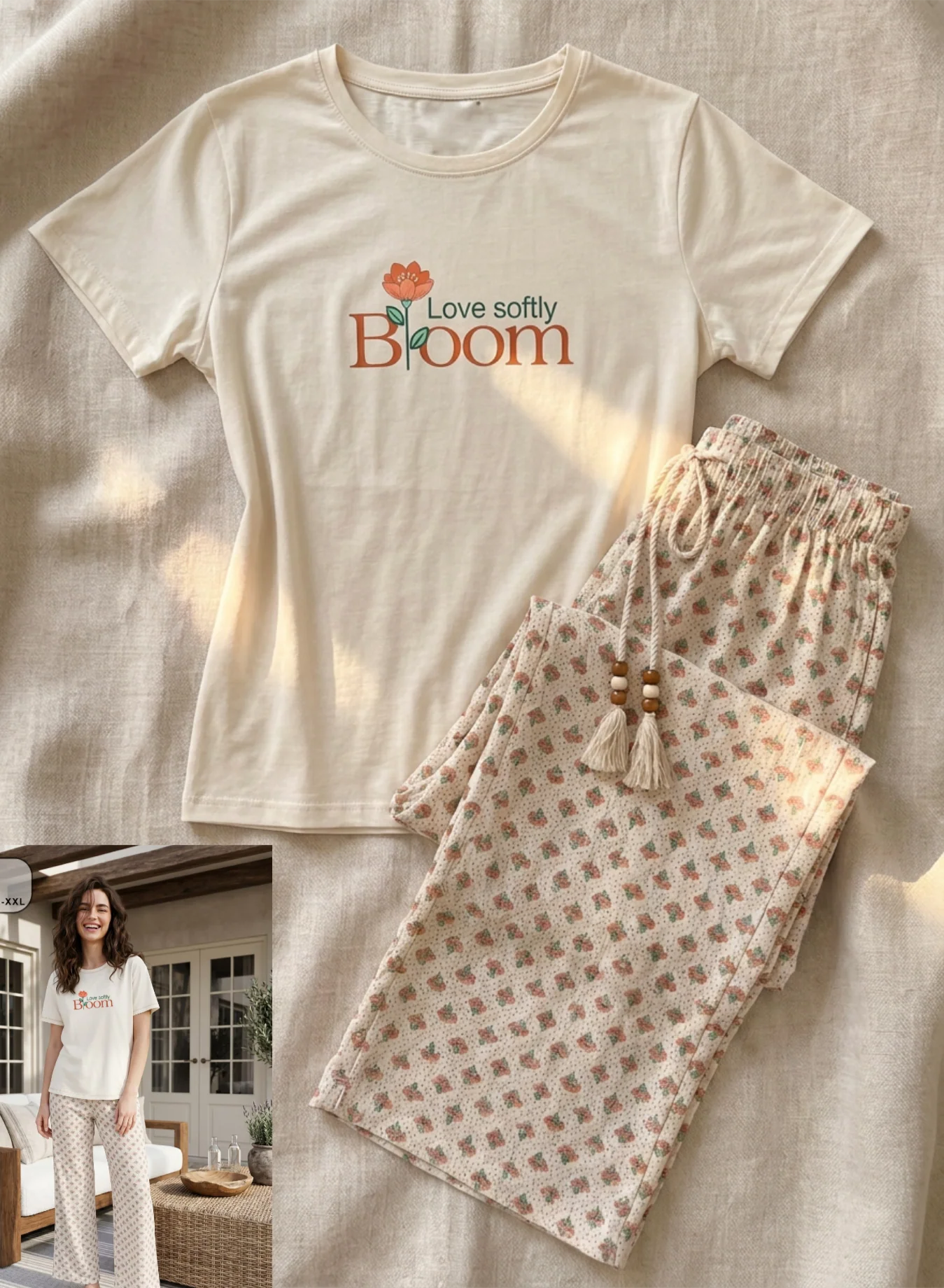 Summer women pajama smile pant 6133